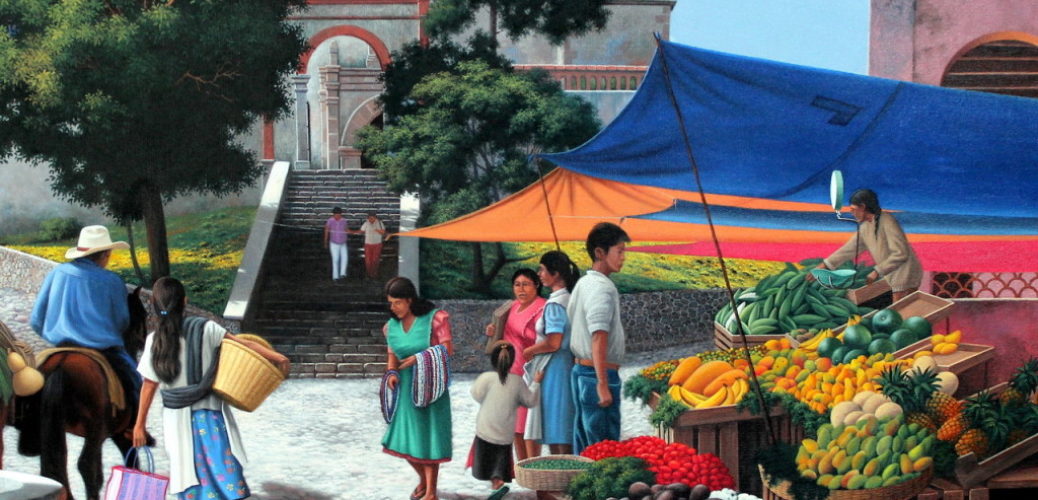 DOMINGO DE PLAZA EN TESICAPÁN ÓLEO SOBRE TELA120 X 190 cm. detalle i